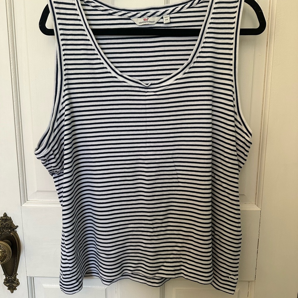 Vineyard Vines Navy and White Striped Tank Top
